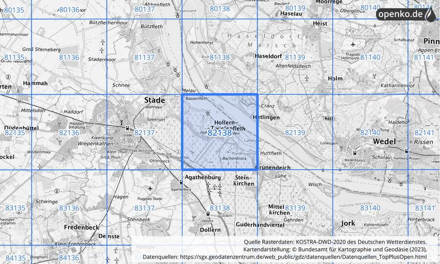 KOSTRA-DWD-2020 Rasterfeld Nr. 82138