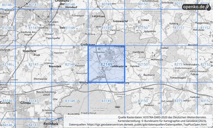 KOSTRA-DWD-2020 Rasterfeld Nr. 82149