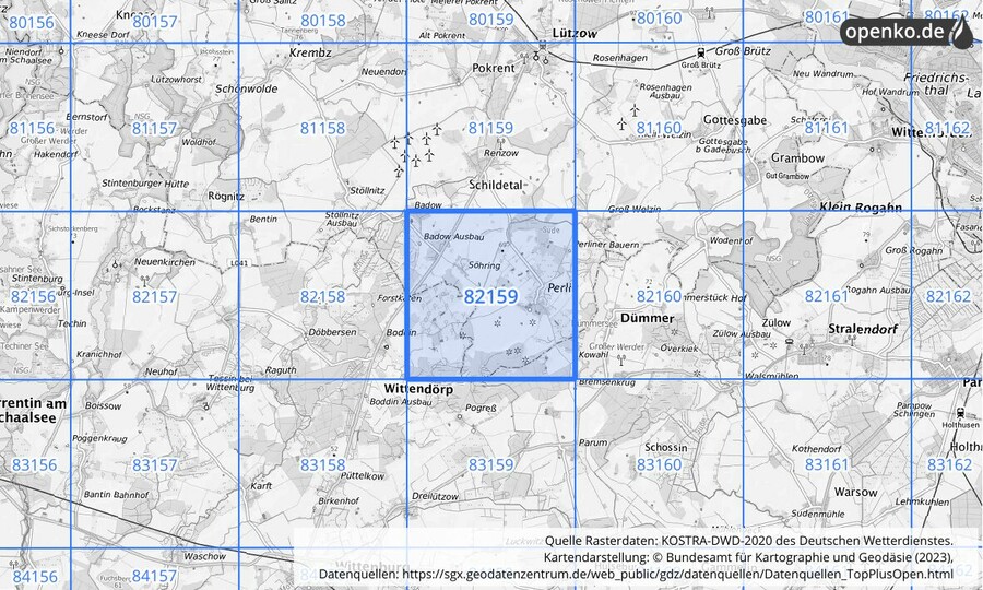 KOSTRA-DWD-2020 Rasterfeld Nr. 82159