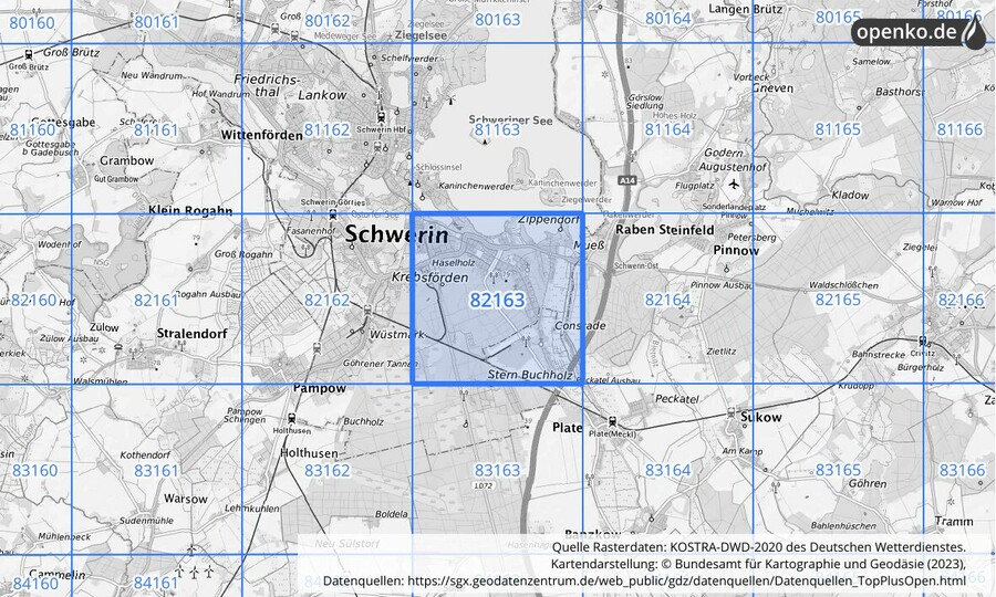 KOSTRA-DWD-2020 Rasterfeld Nr. 82163