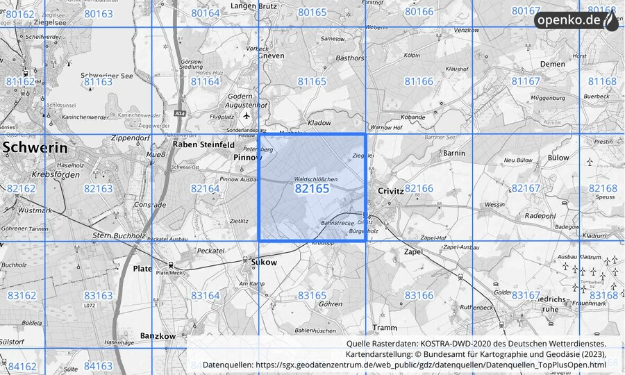 KOSTRA-DWD-2020 Rasterfeld Nr. 82165