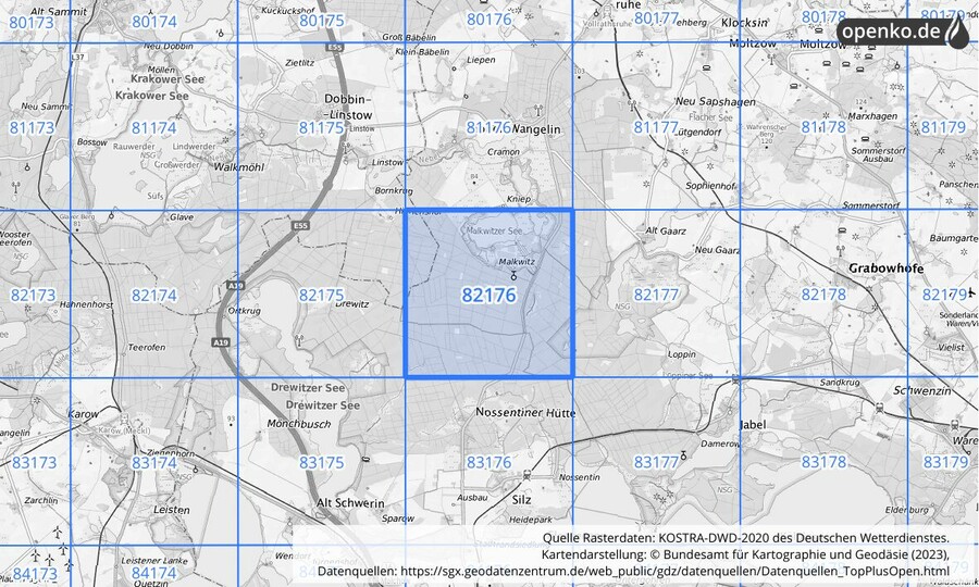 KOSTRA-DWD-2020 Rasterfeld Nr. 82176