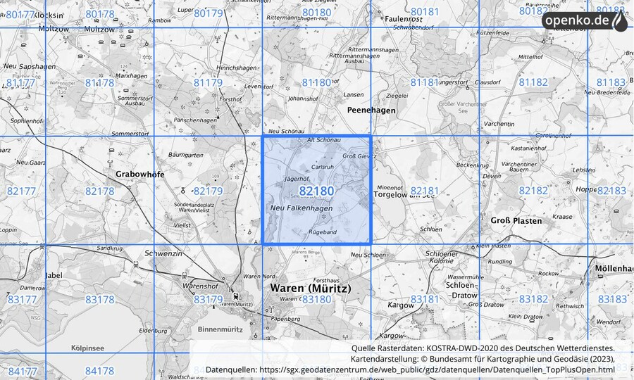 KOSTRA-DWD-2020 Rasterfeld Nr. 82180