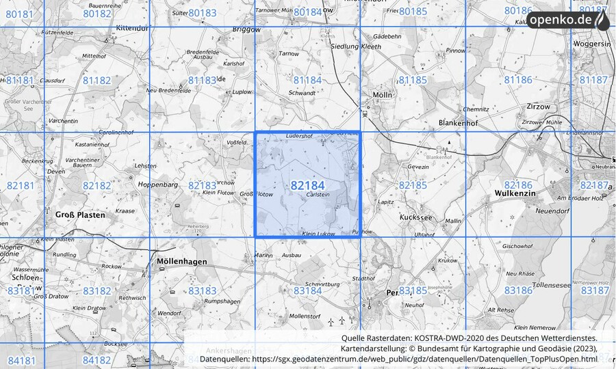 KOSTRA-DWD-2020 Rasterfeld Nr. 82184