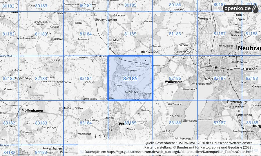 KOSTRA-DWD-2020 Rasterfeld Nr. 82185