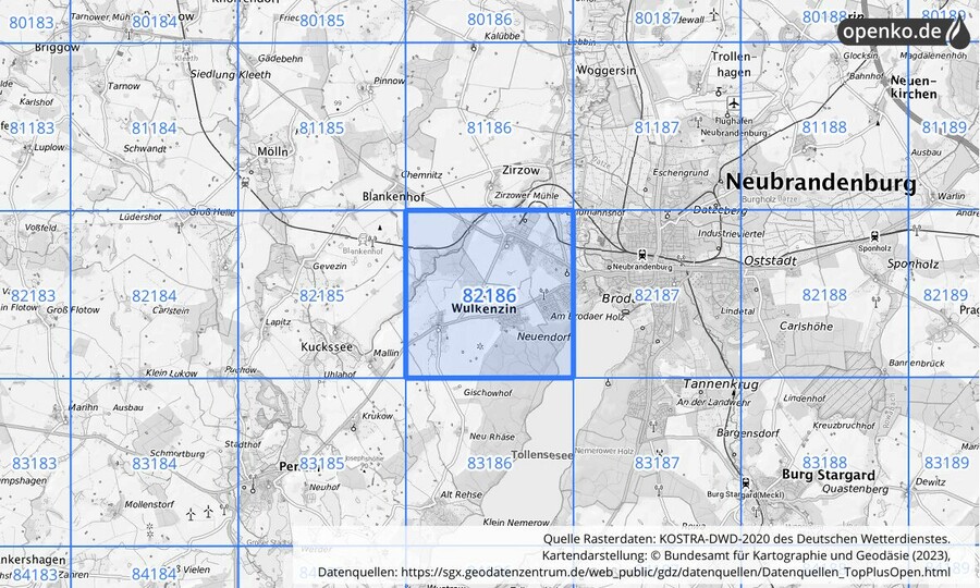 KOSTRA-DWD-2020 Rasterfeld Nr. 82186