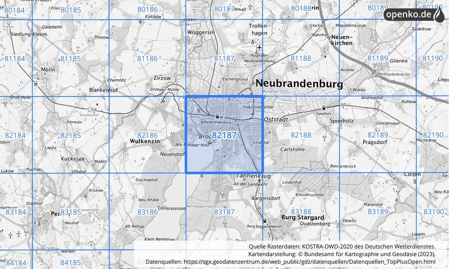 KOSTRA-DWD-2020 Rasterfeld Nr. 82187