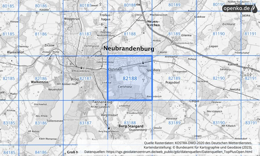 KOSTRA-DWD-2020 Rasterfeld Nr. 82188