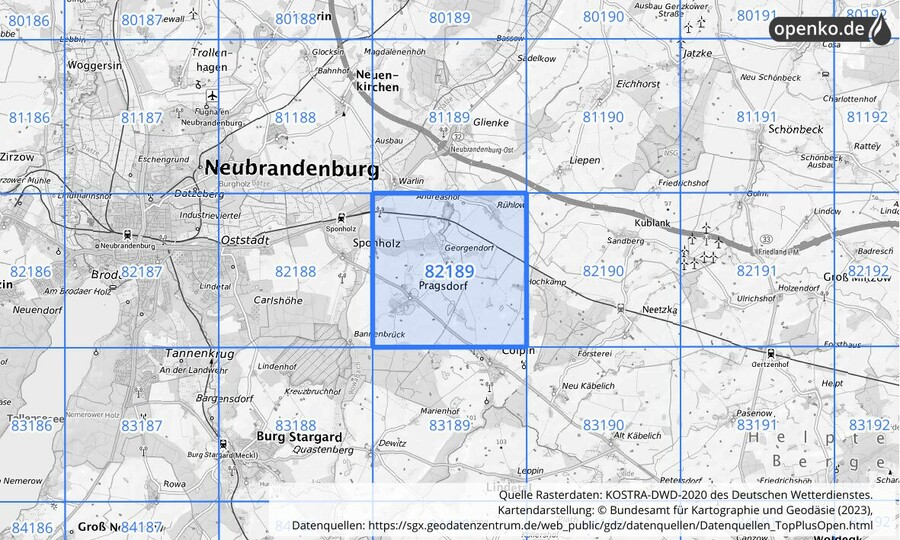 KOSTRA-DWD-2020 Rasterfeld Nr. 82189