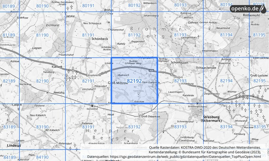 KOSTRA-DWD-2020 Rasterfeld Nr. 82192