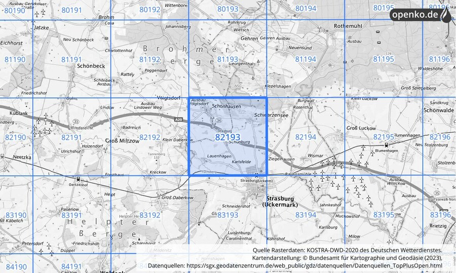 KOSTRA-DWD-2020 Rasterfeld Nr. 82193