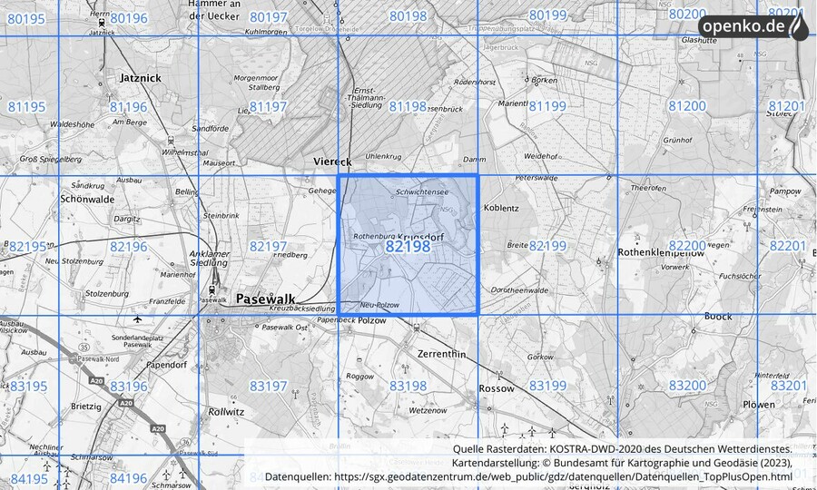 KOSTRA-DWD-2020 Rasterfeld Nr. 82198