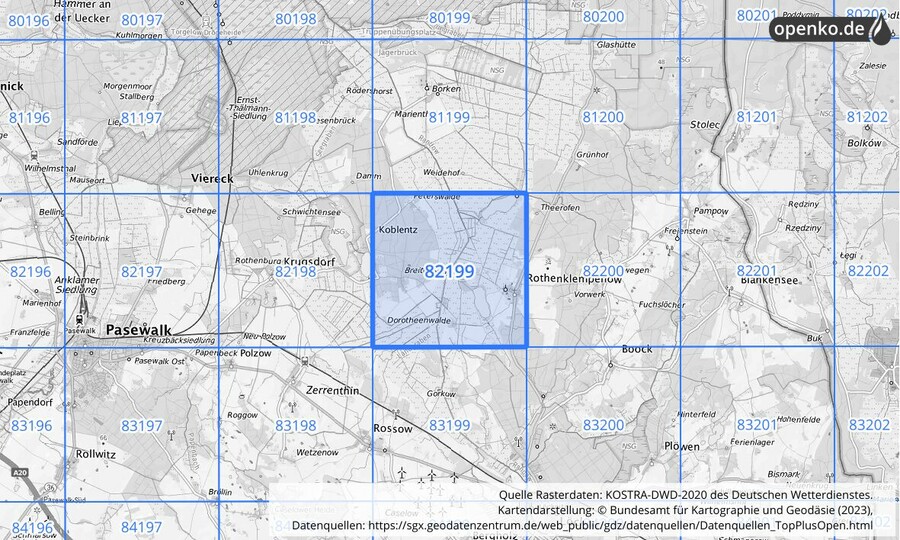 KOSTRA-DWD-2020 Rasterfeld Nr. 82199