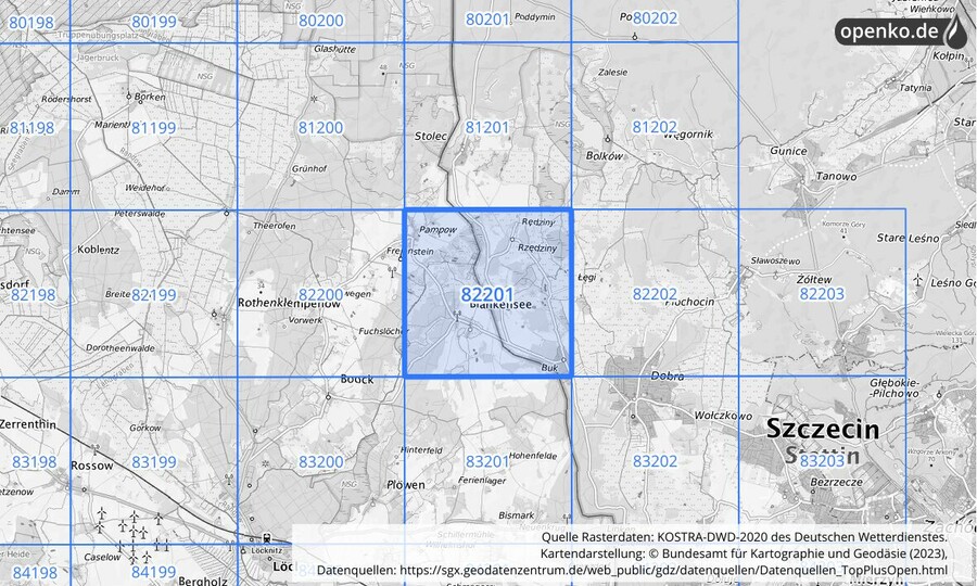 KOSTRA-DWD-2020 Rasterfeld Nr. 82201