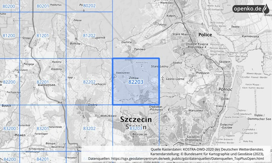 KOSTRA-DWD-2020 Rasterfeld Nr. 82203