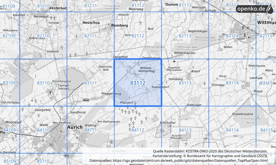 KOSTRA-DWD-2020 Rasterfeld Nr. 83112