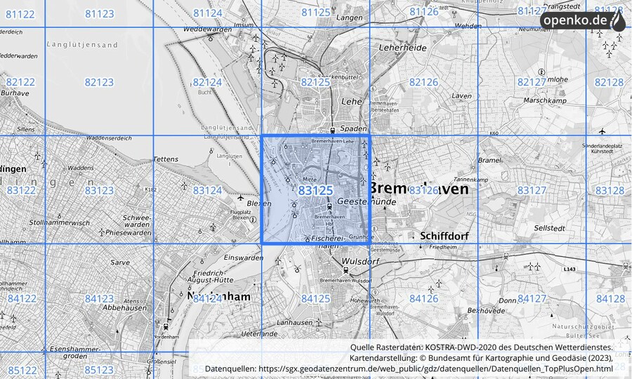 KOSTRA-DWD-2020 Rasterfeld Nr. 83125