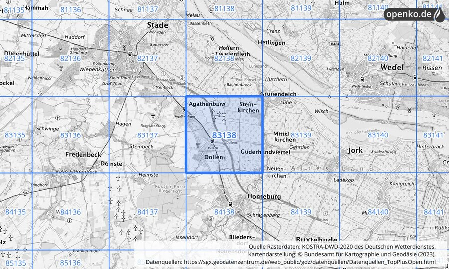 KOSTRA-DWD-2020 Rasterfeld Nr. 83138