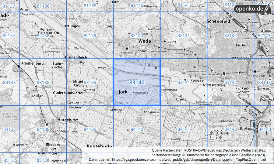 KOSTRA-DWD-2020 Rasterfeld Nr. 83140