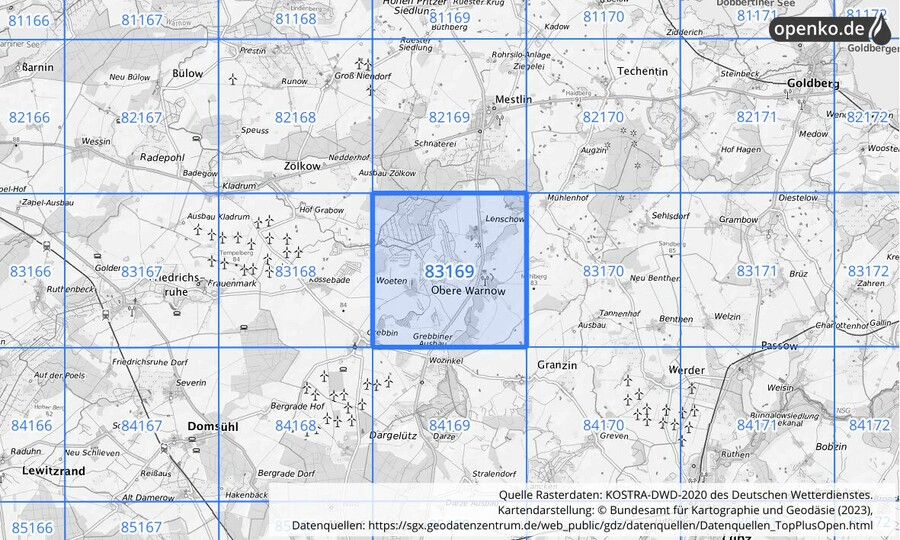 KOSTRA-DWD-2020 Rasterfeld Nr. 83169