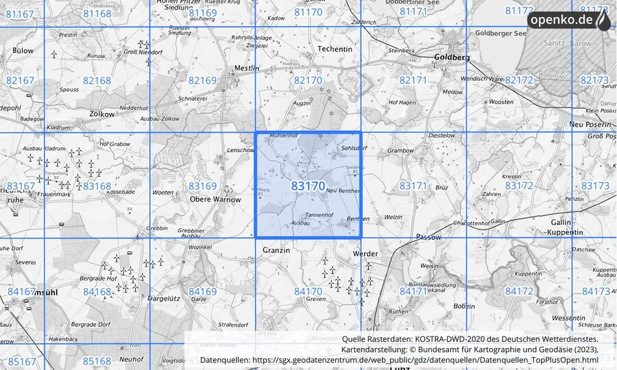 KOSTRA-DWD-2020 Rasterfeld Nr. 83170