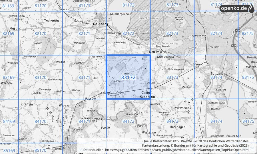 KOSTRA-DWD-2020 Rasterfeld Nr. 83172