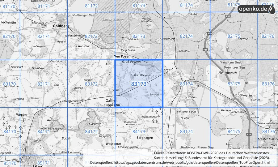 KOSTRA-DWD-2020 Rasterfeld Nr. 83173