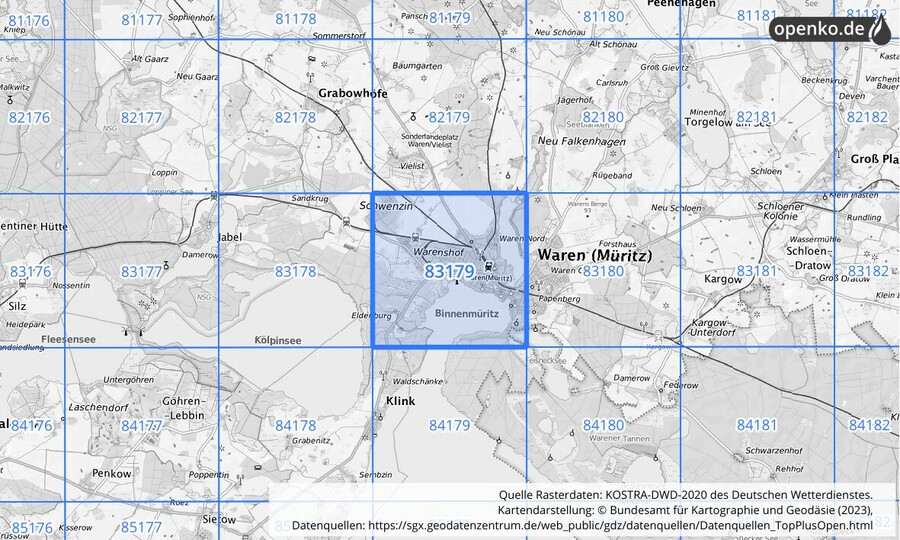 KOSTRA-DWD-2020 Rasterfeld Nr. 83179