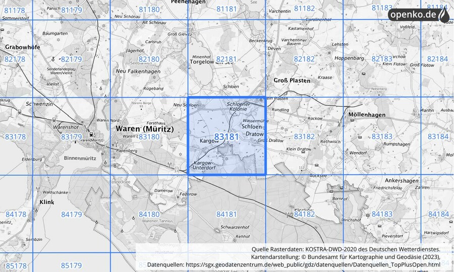 KOSTRA-DWD-2020 Rasterfeld Nr. 83181