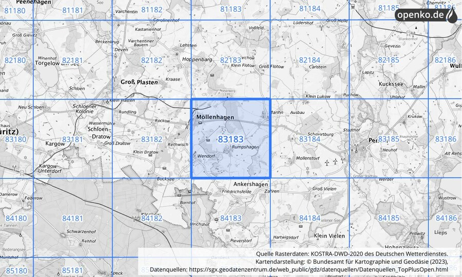 KOSTRA-DWD-2020 Rasterfeld Nr. 83183