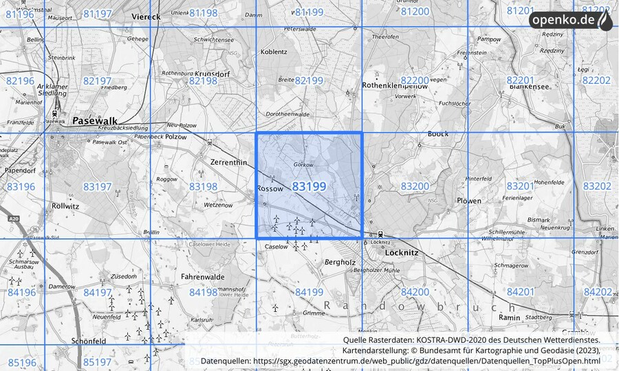 KOSTRA-DWD-2020 Rasterfeld Nr. 83199