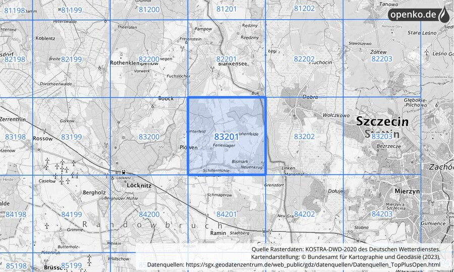 KOSTRA-DWD-2020 Rasterfeld Nr. 83201