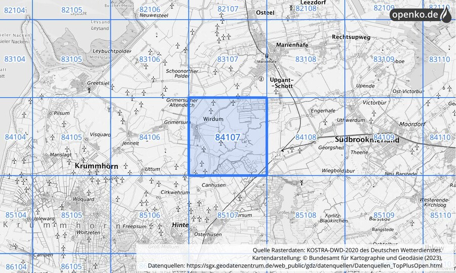 KOSTRA-DWD-2020 Rasterfeld Nr. 84107