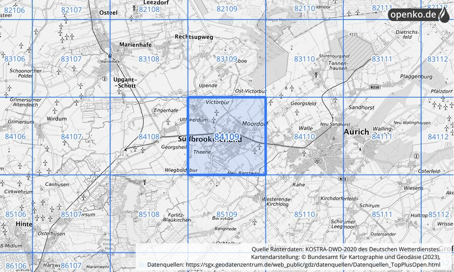 KOSTRA-DWD-2020 Rasterfeld Nr. 84109