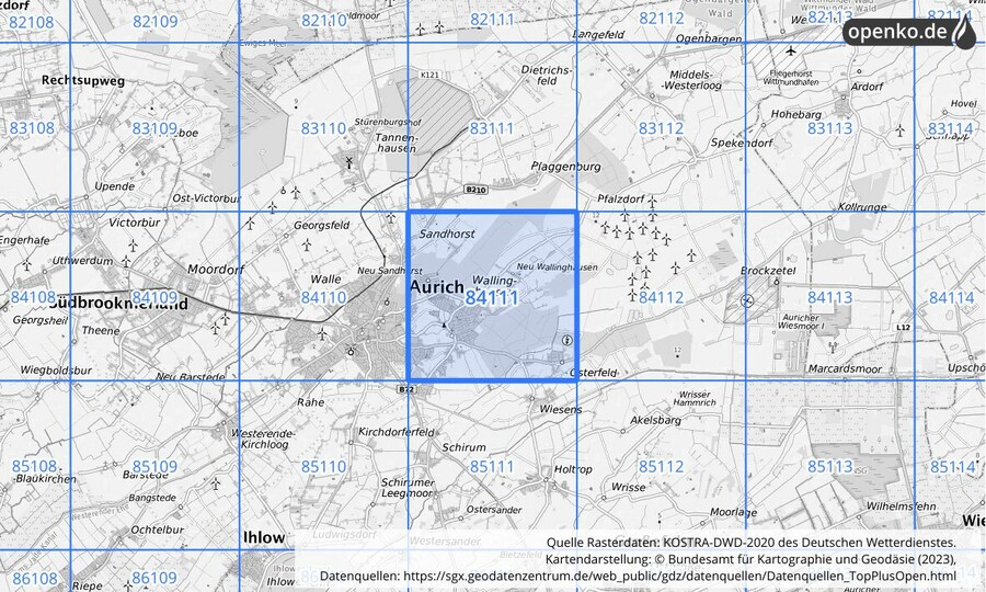 KOSTRA-DWD-2020 Rasterfeld Nr. 84111