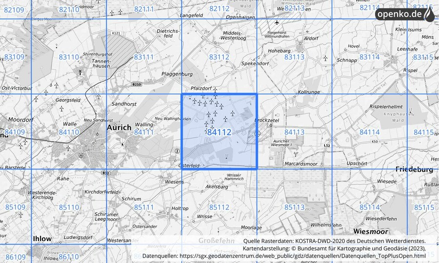 KOSTRA-DWD-2020 Rasterfeld Nr. 84112