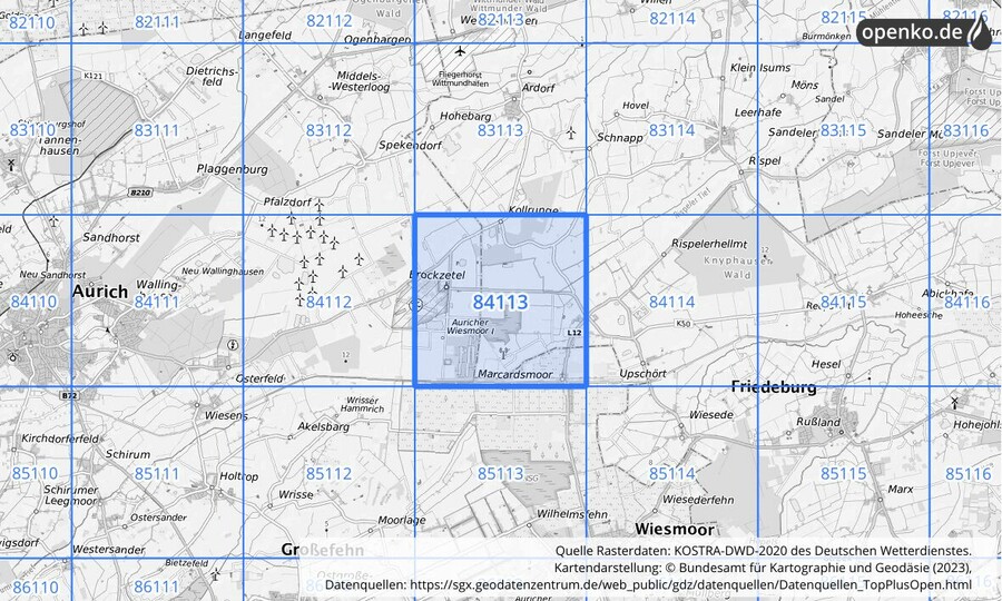 KOSTRA-DWD-2020 Rasterfeld Nr. 84113