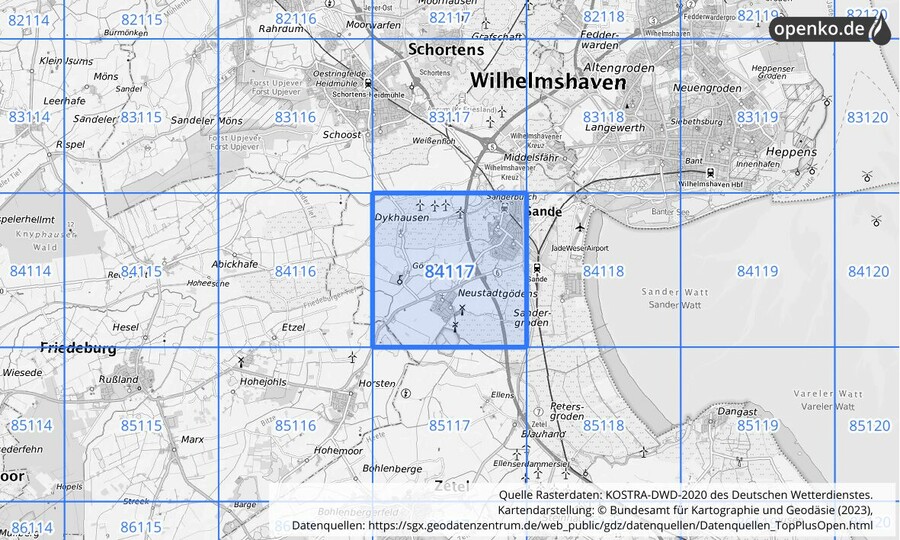 KOSTRA-DWD-2020 Rasterfeld Nr. 84117