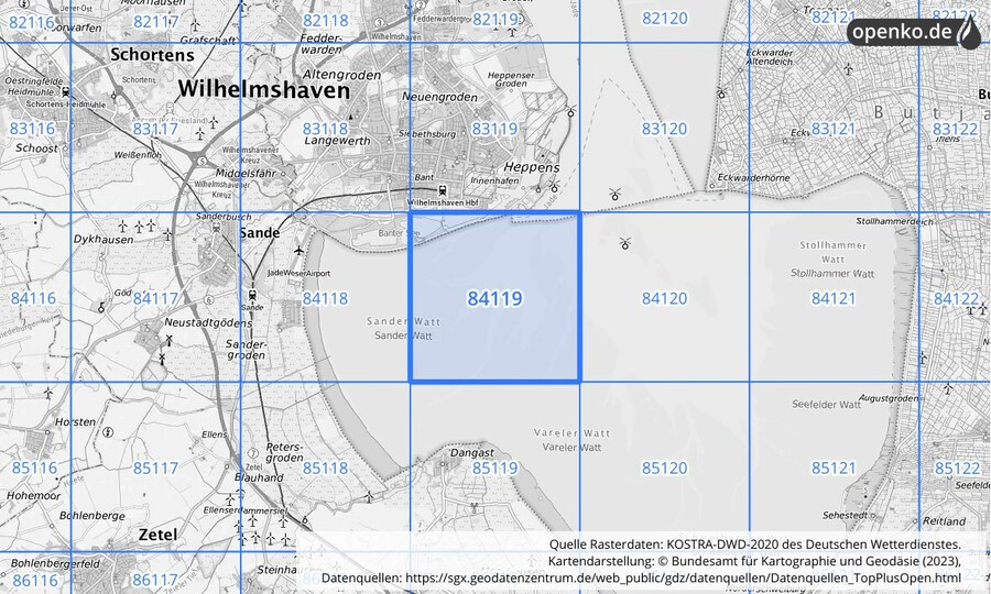 KOSTRA-DWD-2020 Rasterfeld Nr. 84119