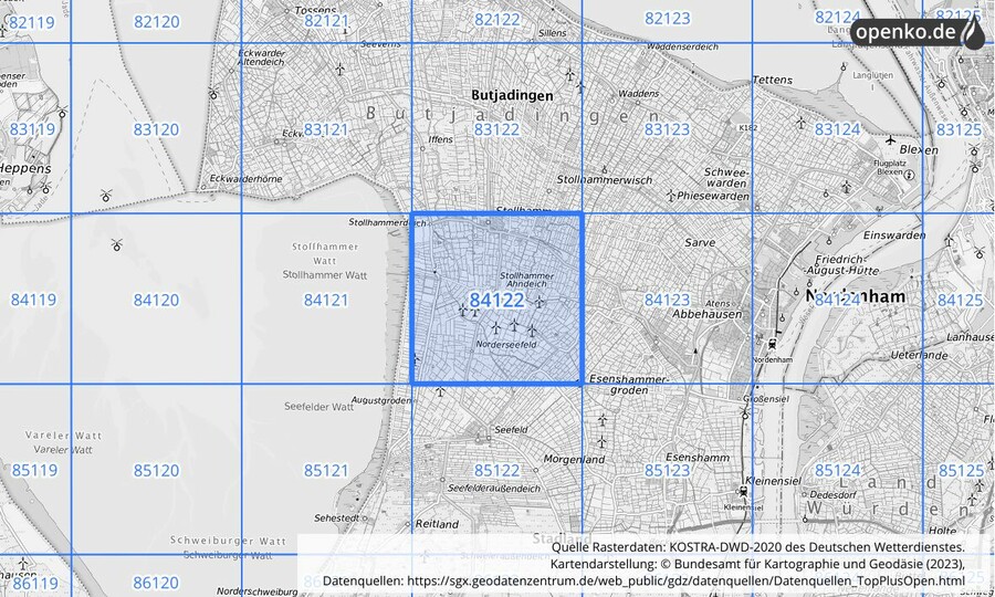 KOSTRA-DWD-2020 Rasterfeld Nr. 84122