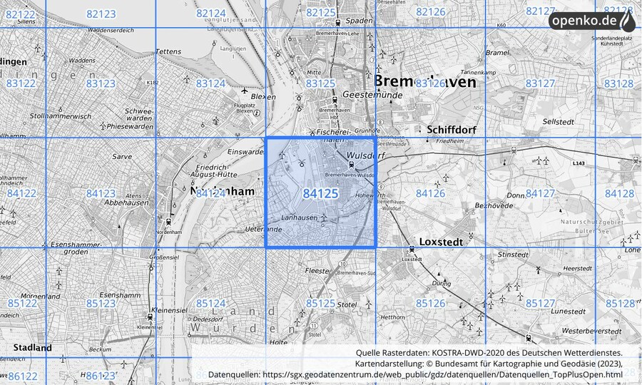 KOSTRA-DWD-2020 Rasterfeld Nr. 84125