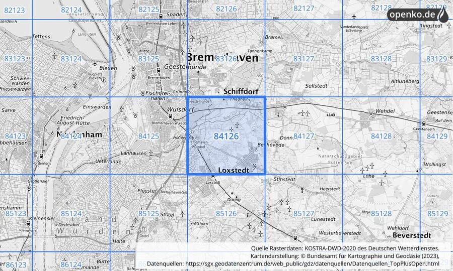 KOSTRA-DWD-2020 Rasterfeld Nr. 84126