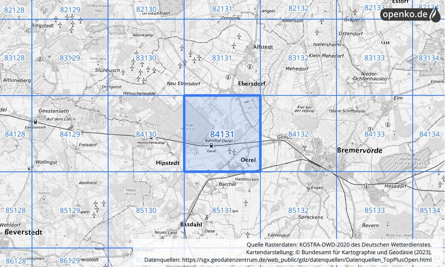 KOSTRA-DWD-2020 Rasterfeld Nr. 84131