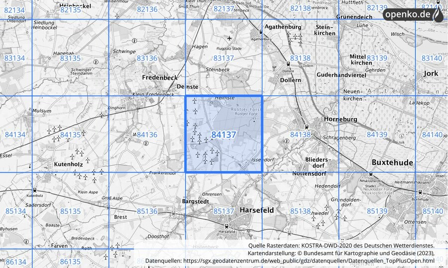 KOSTRA-DWD-2020 Rasterfeld Nr. 84137