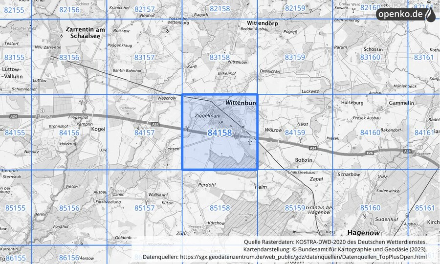 KOSTRA-DWD-2020 Rasterfeld Nr. 84158