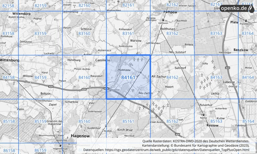 KOSTRA-DWD-2020 Rasterfeld Nr. 84161