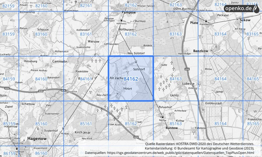 KOSTRA-DWD-2020 Rasterfeld Nr. 84162