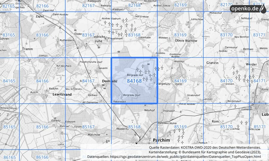 KOSTRA-DWD-2020 Rasterfeld Nr. 84168