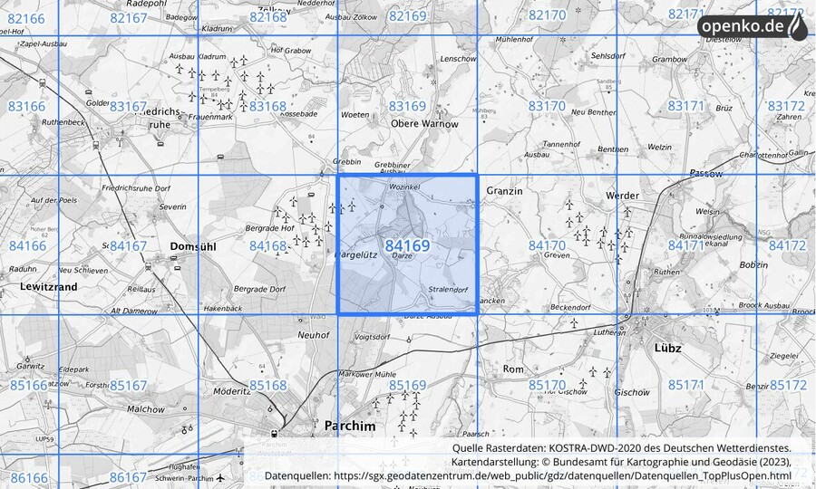 KOSTRA-DWD-2020 Rasterfeld Nr. 84169