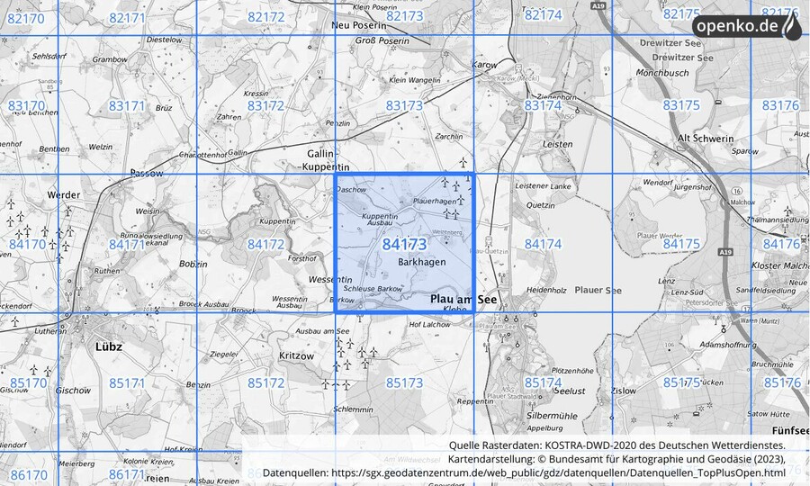 KOSTRA-DWD-2020 Rasterfeld Nr. 84173